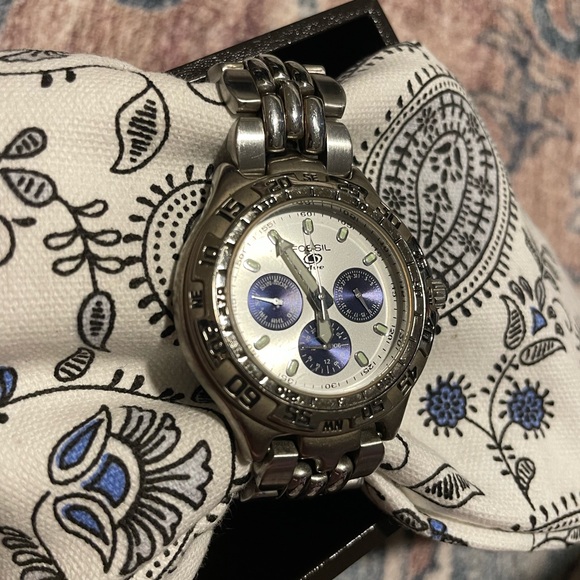 Fossil Other - Fossil Silver Watch with Blue Accents